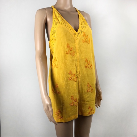 Free People Yellow Romper NWT Size Small - Picture 2 of 6